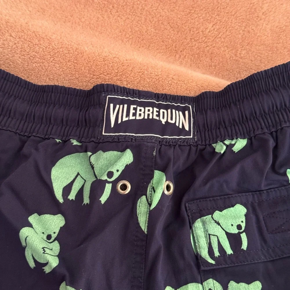 Vilebrequin Dark Blue Shorts with Light Green Koala Design - Picture 3 of 4